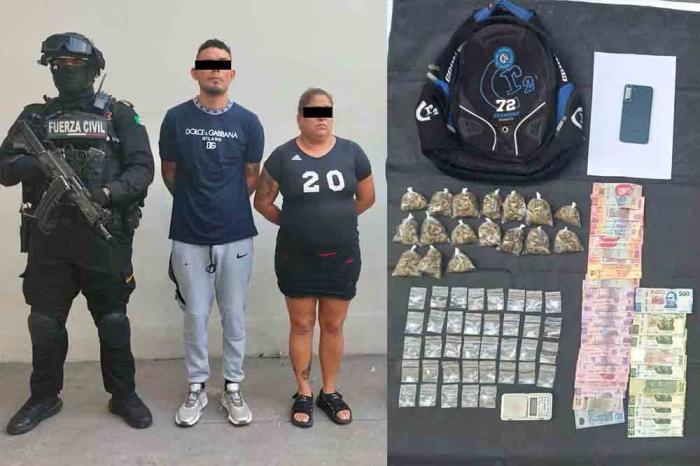 Arrestan a pareja con narcóticos y más de 4 mil pesos