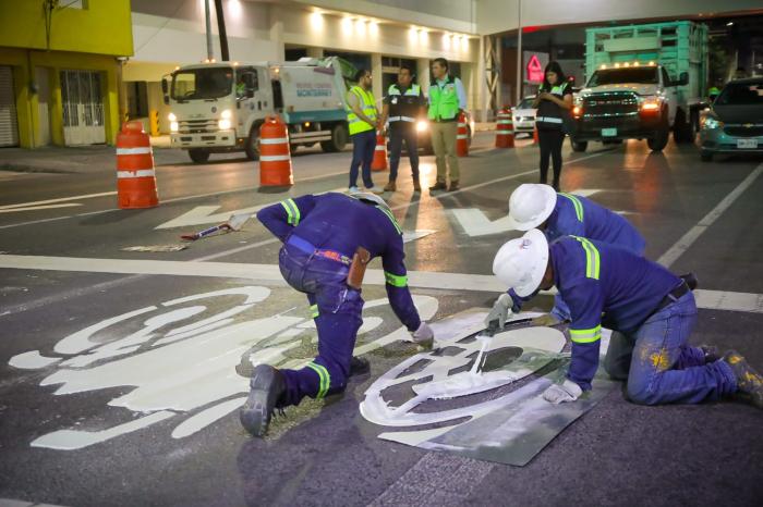 Arranca Monterrey Programa de delimitación de carriles y cruces peatonales en el Centro